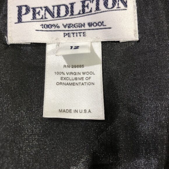 Pendleton Blazer Women 12 Petite Gray Heathered Plaid Virgin Wool Jacket VTG - Picture 5 of 8
